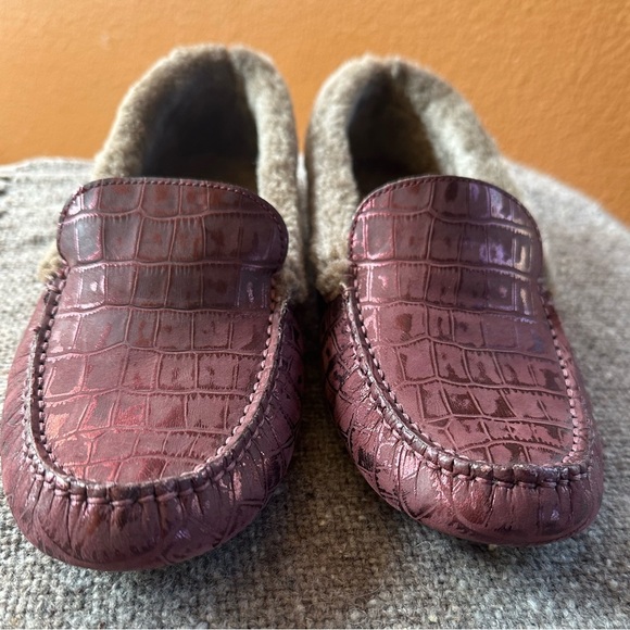 Johnston & Murphy Miranda Plum Suede Print Shearling Lined Driving Shoes Size 9 - Picture 6 of 10